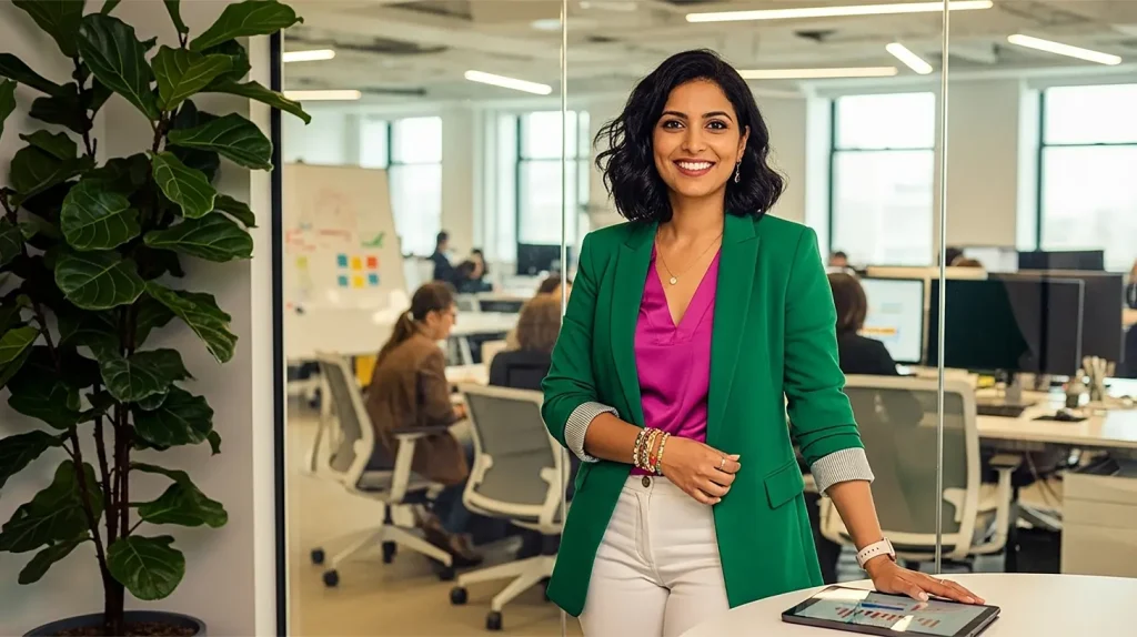 A female coach in an office