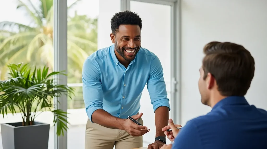 A man handling one of his tough clients