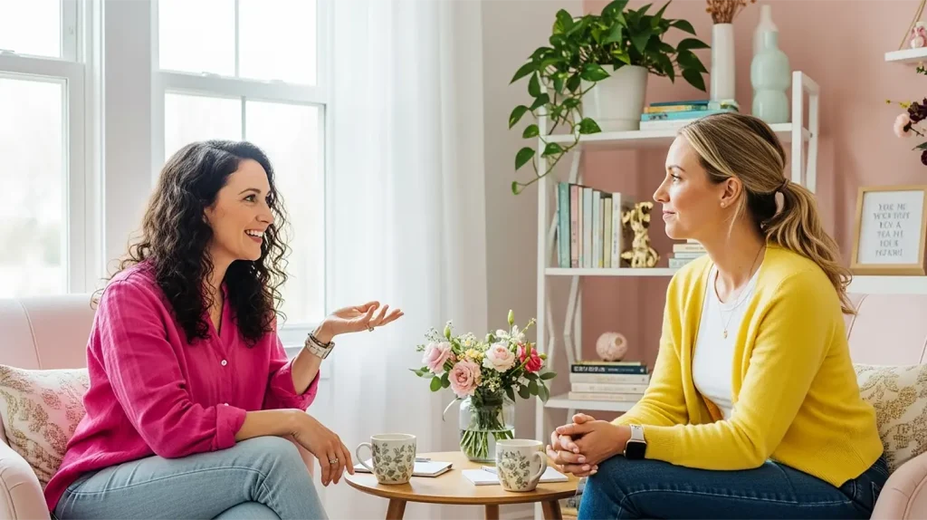 Two women discussing the truths about coaching