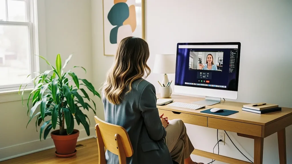 A woman experiencing how to find coaching clients online