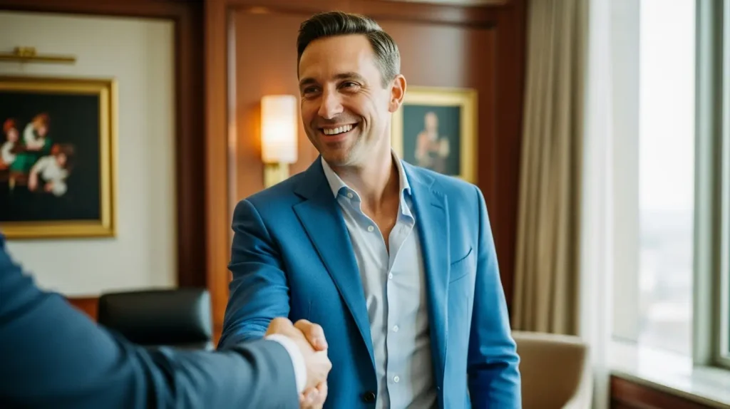 A man shaking hands with his coaching clients