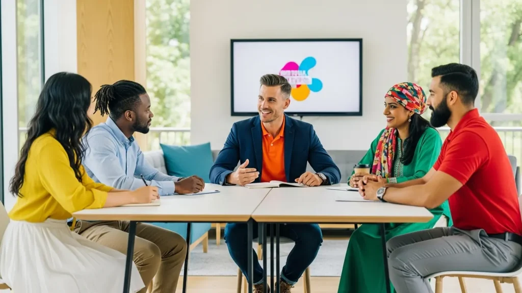 A man using a entrepreneurial coaching model with his coachees
