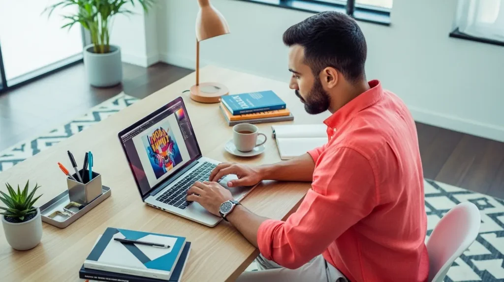 A man working on his laptop, avoiding online marketing mistakes