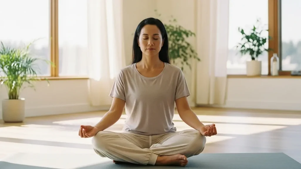 A woman meditating to show ways to start your day