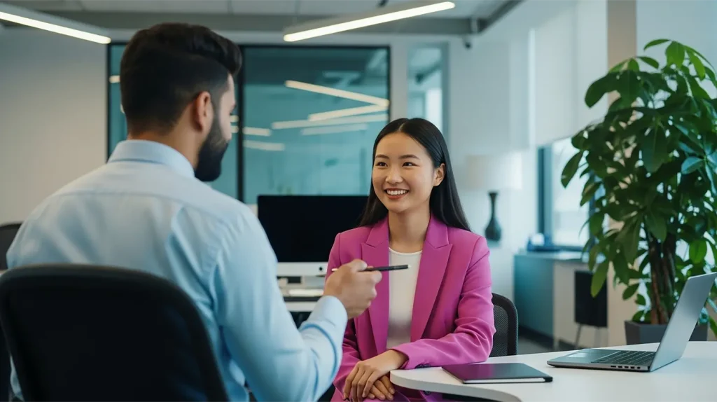 A coach using his active listening skill with this coachee in a office