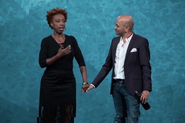 Lisa Nichols and woman in formal wear