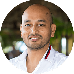 Ajit Nawalkha with a bald head