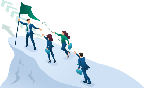 a group of people holding a flag