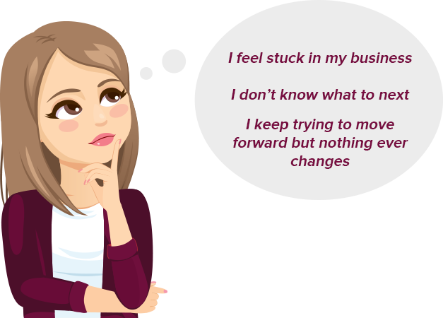 female coach feeling stuck in her coaching business