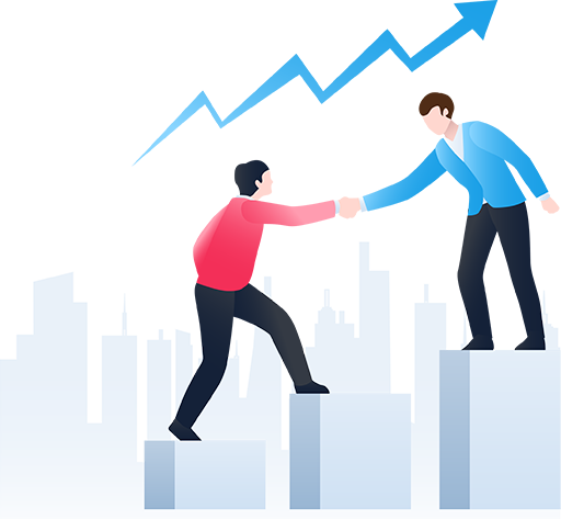 two cartoon men shaking hands