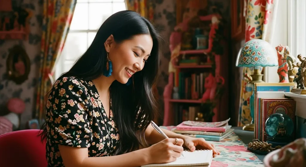 A coach writing in a notebook, experiencing how to become an author