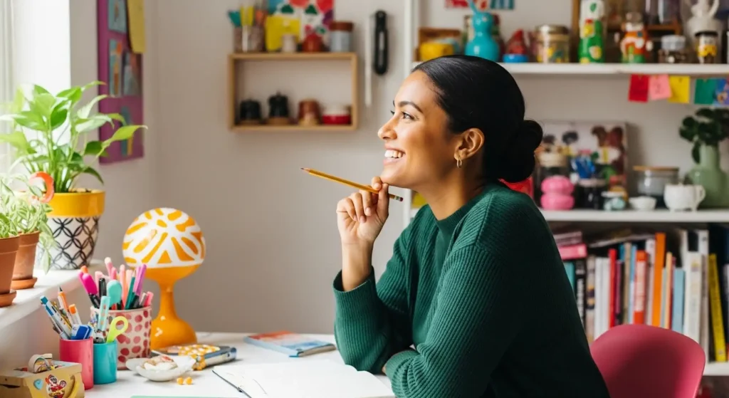A woman thinking of coaching psychology hacks
