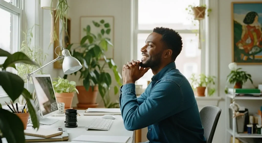 A man thinking how to create unforgettable coaching program names