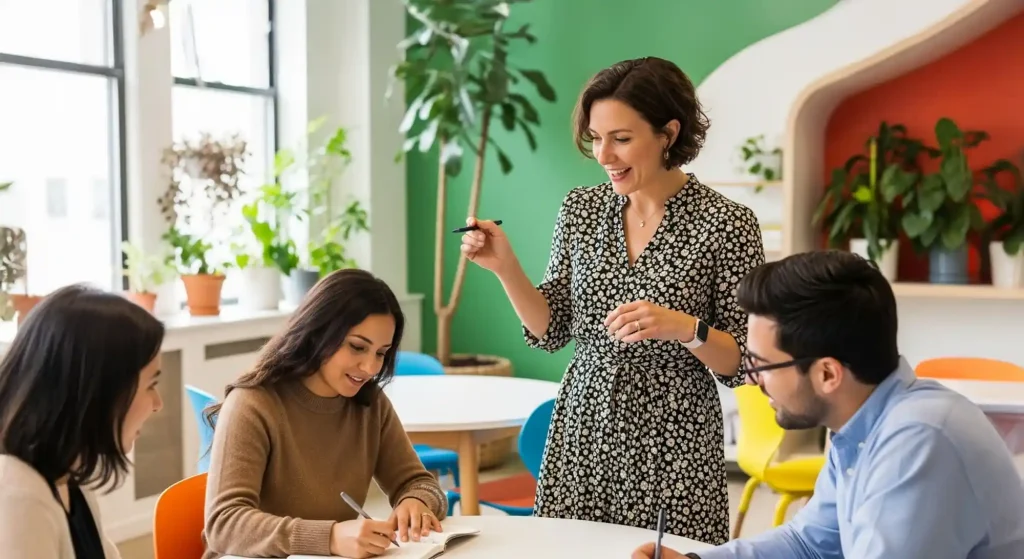 A woman showing how to enroll clients in a coaching session