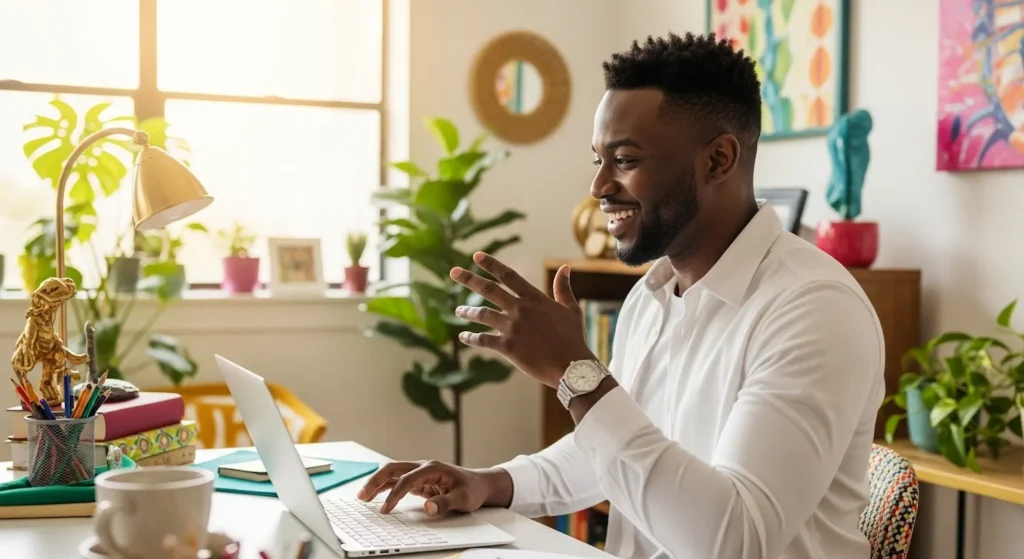 A man having a coaching session to make money online