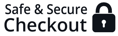 Secure checkout - dark a blue and white sign